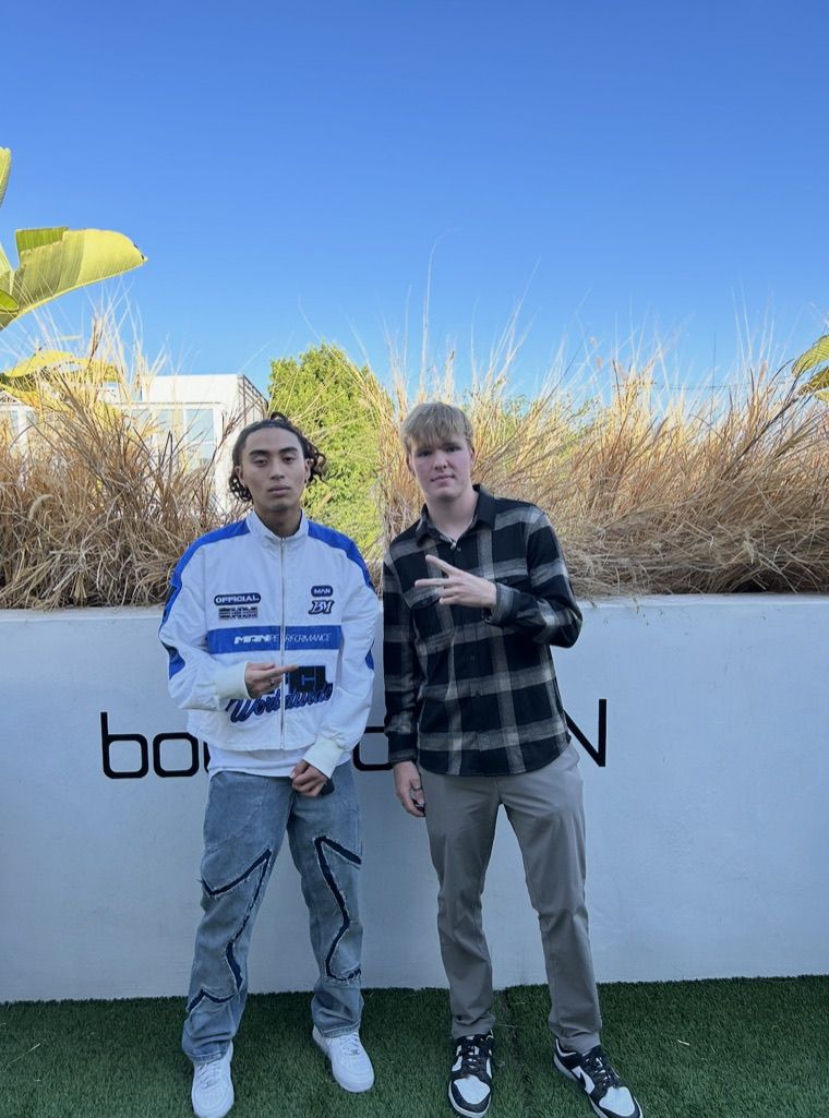 Creators wearing boohooMAN looks outside the gifting suite