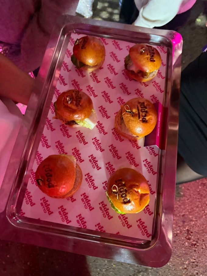Poppi-branded sliders at the Club Poppi launch in London